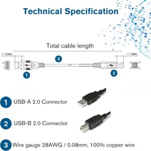 Cable USB-A vers USB-B pour imprimante 10m