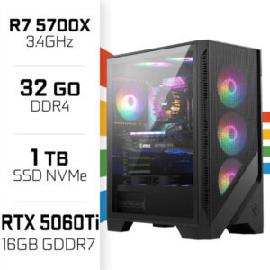 PC Gamer UltraPC Ryzen 7 5700X/1TB SSD/32GB/RTX5060 Ti 16G