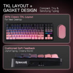 Redragon K728 Antonium Pro Wireless Mechanical Keyboard (Tide Pink) – Image 4