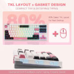 Redragon K729 OTIM Pro Wireless Mechanical Keyboard (White/Black/Pink) – Image 4