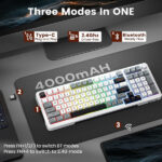 Redragon K688 Pro Wireless Mechanical Keyboard (White/Gray/Black) – Image 6