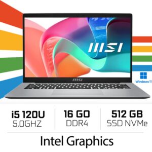 MSI Modern 14 F1MG-478MA / Intel Core 5 120U / 2x8GB DDR4 / 512GB NVMe SSD / Intel Graphics /14" FHD IPS / W11H/ Urban Silver