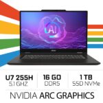 MSI Venture 14 AI A2HMG-036MA Intel Ultra 7-255H/16Go DDR5/1TB SSD/14" 120Hz 2.8k /Win11 - Noir Classic – Image 2