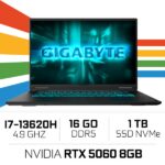 GIGABYTE GAMING A16 CVH-I3EE894SD Intel i7-13620H/16GB DDR5/1TB SSD/RTX 5060 8GB/16″ 165Hz/FreeDos