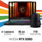 MSI Katana 15 HX-B14 WFK-451MA i7-14650HX/16Go DDR4/1TB SSD/RTX5060/15.6" 144Hz/Win11 Home/W Bag