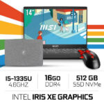 MSI Modern 14 C13M-1450MA Intel i5-1335U/16GB DDR4/512GB SSD/ IRIS XE /14" FHD IPS/Win11+Sleeve+Souris – Image 2