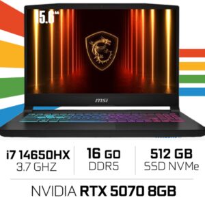 MSI Katana 15 HX B14WGK-006FR i7 14650HX/16Go/512 Go SSD/RTX5070 8 GB/15.6" 144Hz/Win11 famille