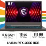 MSI THIN 15 B13VF-2679FR Intel i5 -13420H /16GB DDR4/512GB SSD/RTX 4060 8GB/15.6″ 144Hz/Windows 11 (Sans emballage)