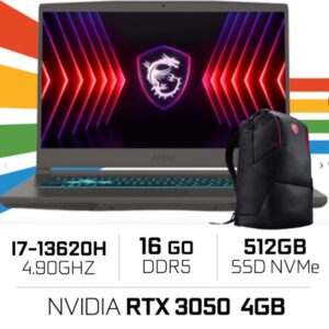 MSI THIN 15 B13UC-2658MA i7-13620H/16GB DDR4/512GB SSD/RTX 3050/15.6″ 144Hz/Win11/W Bag