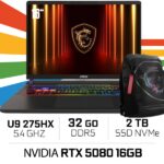 MSI VECTOR 16 HX AI A2XWIG-417MA Ultra 9-275HX/32GB DDR5/2TB SSD/RTX5080/16"240Hz/Win11H/W Bag