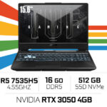 ASUS TUF GAMING A15 TUF506NC-HN013 AMD R5-7535HS/16GB DDR5/512GB SSD/RTX3050 4GB/15.6'' 144Hz (Emballage Ouvert)