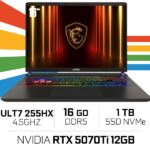 MSI Vector 16 HX AI A2XWHG-087FR Ultra 7-255HX/16 Go DDR5/1TB SSD/RTX 5070 Ti/16"