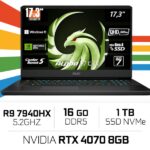 MSI ALPHA 17 C7VG AMD R9 7940HX/16GB/1TB SSD/RTX 4070 8GB/17.3'' QHD IPS 240Hz (SANS EMBALLAGE) – Image 2