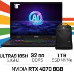 MSI PULSE 16 AI C1VFKG-082MA Intel Ultra 9 185H/32GB DDR5/1TB SSD/RTX 4070 8GB/16" 240Hz/Win11/W BAG – Image 2