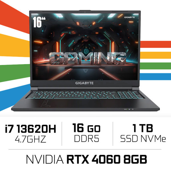 Gigabyte G6 KF-H3ES854KD i7 13620H/16GB DDR5/1TB SSD/RTX4060 8GB/16'' 165Hz Gigabyte G6 KF-H3ES854KD i7 13620H/16GB DDR5/1TB SSD/RTX4060 8GB/16'' 165Hz – Image 1