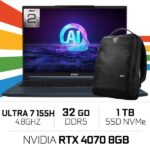 MSI Stealth 16 AI Studio A1VGG-283MA ULTRA 7-155H /32GB DDR5/1TB SSD/RTX4070 8GB/16″ QHD 240Hz