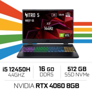 Acer Nitro 5 AN517-55-54EK i5 12450H/16GB/512GB SSD/RTX4060 8GB/17.3'' 144Hz IPS