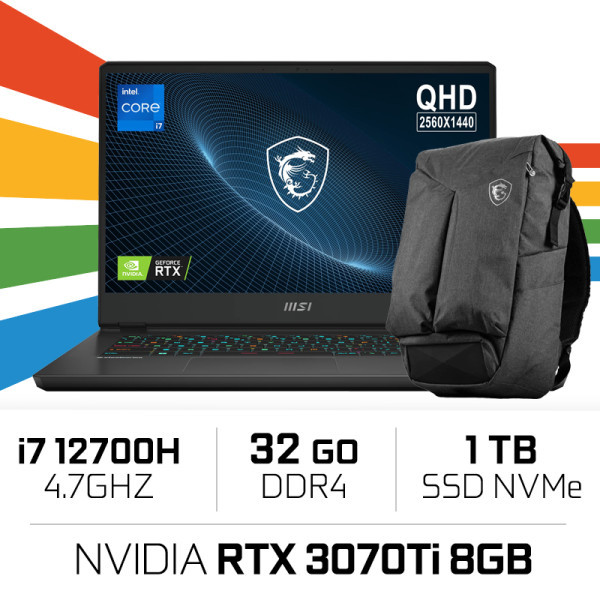 MSI Vector GP66 12UGS i7-12700H/32GB/1TB SSD/RTX3070 Ti 8GB/15.6'' 165Hz W11 BTS MSI Vector GP66 12UGS i7-12700H/32GB/1TB SSD/RTX3070 Ti 8GB/15.6'' 165Hz W11 BTS – Image 1