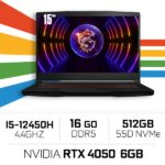 MSI GF63 12VE-016FR THIN i5-12450H/16GB/512GB SSD/RTX 4050 6GB/15.6'' Win1 (Sans emballage) – Image 2