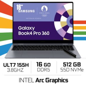 Samsung Galaxy Book4 Pro 360 16" (NP960QGK-KG2FR) Ultra 7 155H/16 Go DDR5/512 Go/Intel Arc Graphics/16" AMOLED (SANS EMBALLAGE)